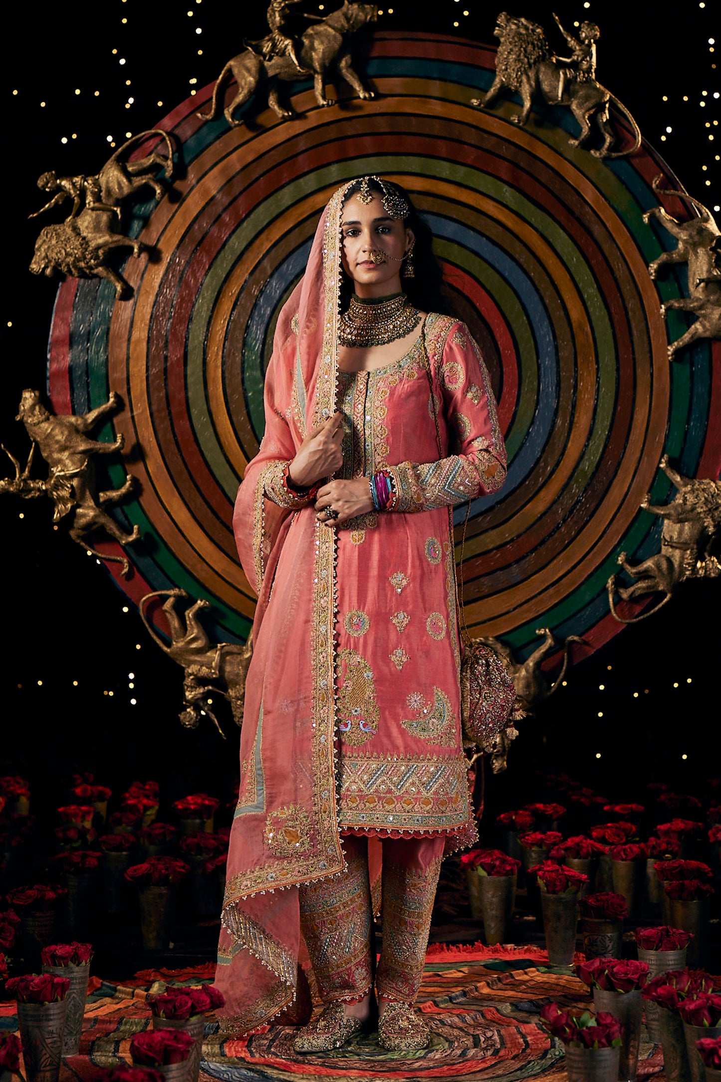 Peach Pink Silk Kurta