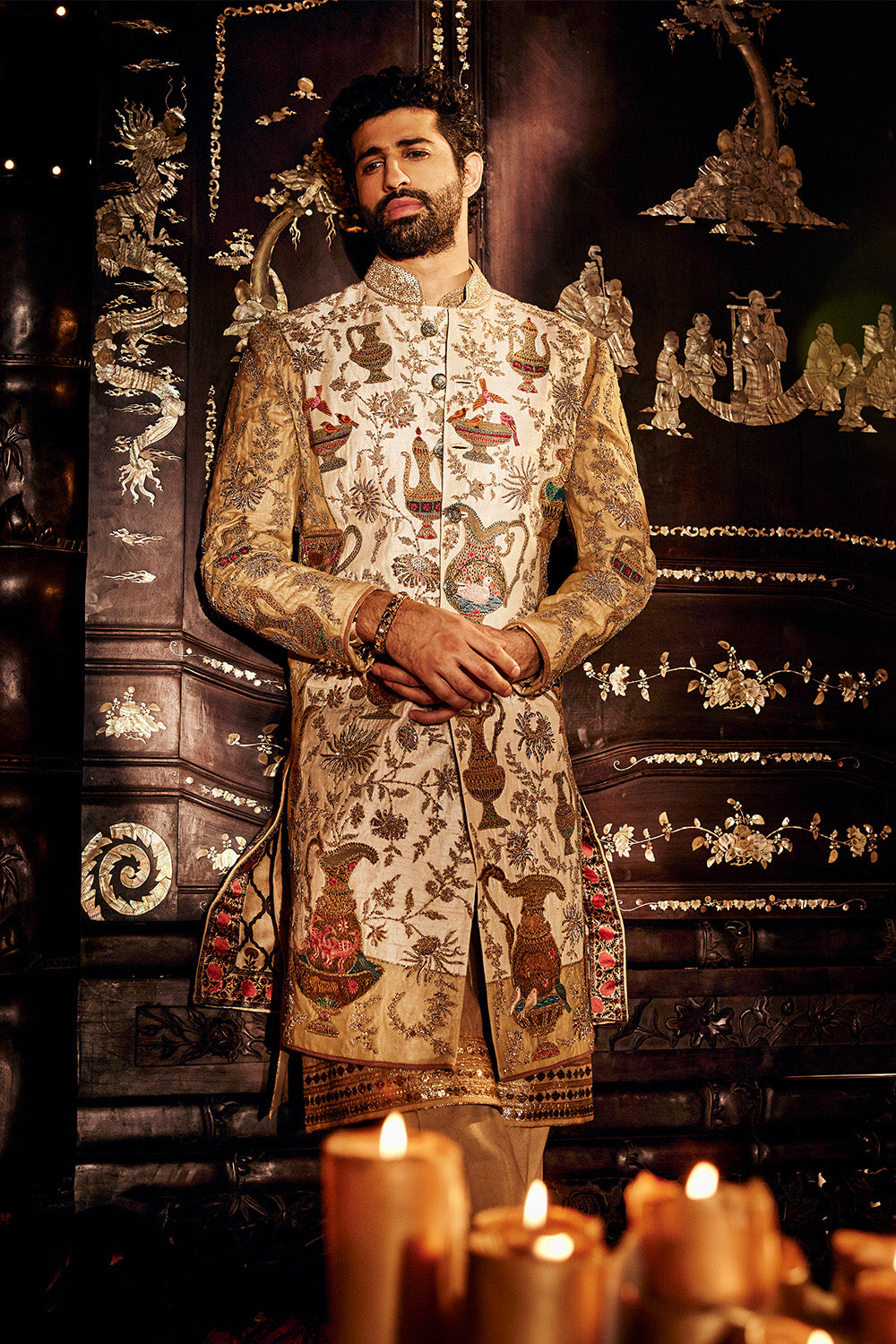 Dual Toned Ivory Gold Sherwani