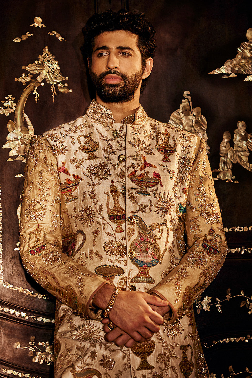 Dual Toned Ivory Gold Sherwani