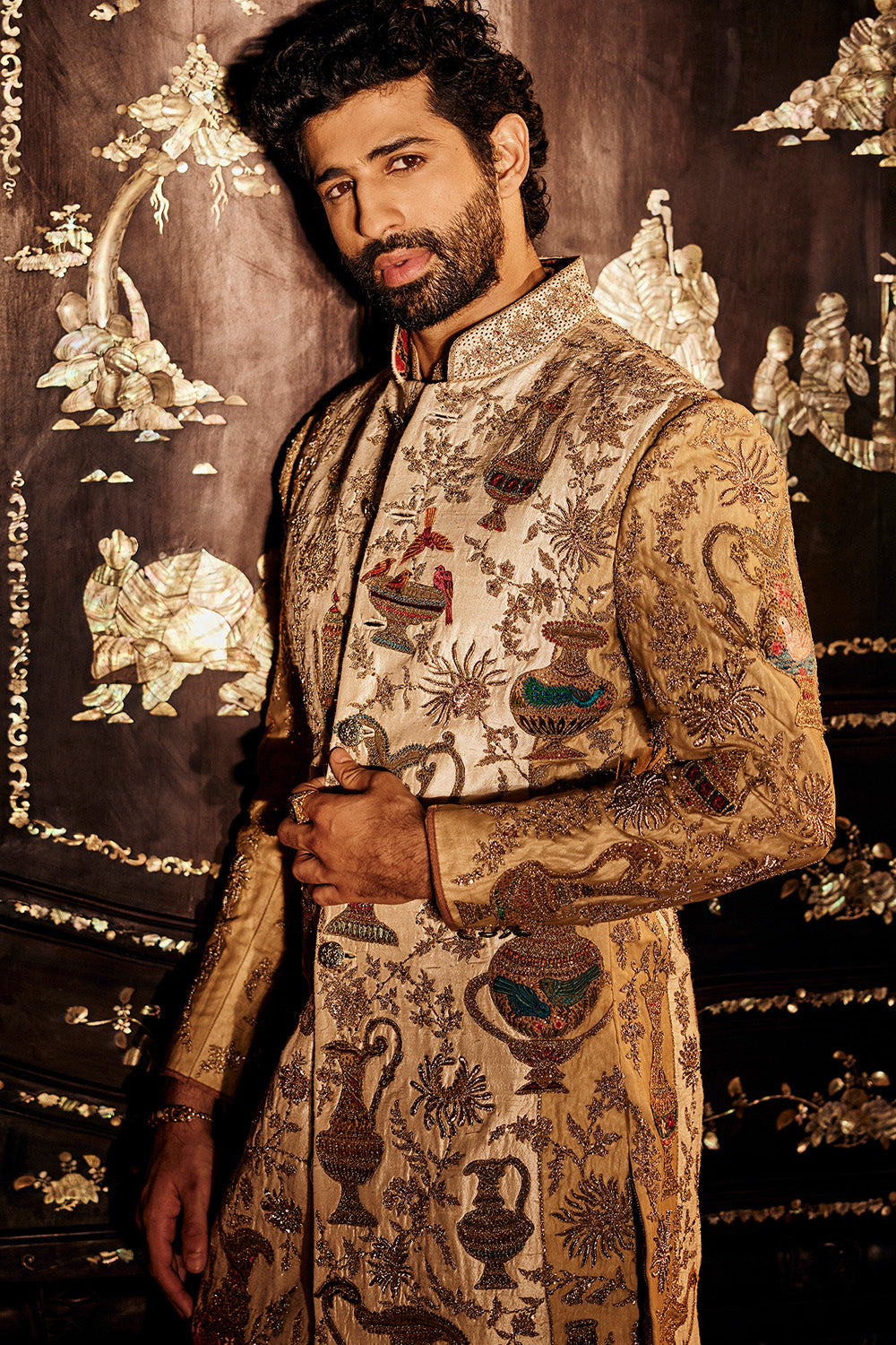 Dual Toned Ivory Gold Sherwani