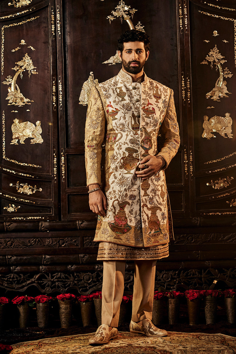 Dual Toned Ivory Gold Sherwani