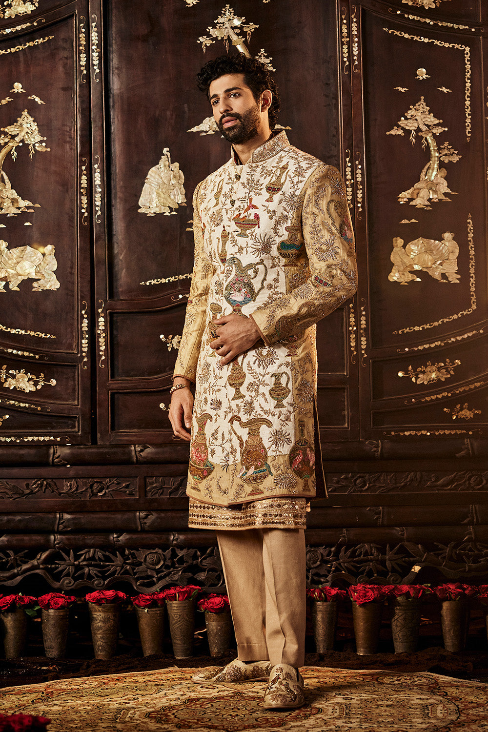 Dual Toned Ivory Gold Sherwani