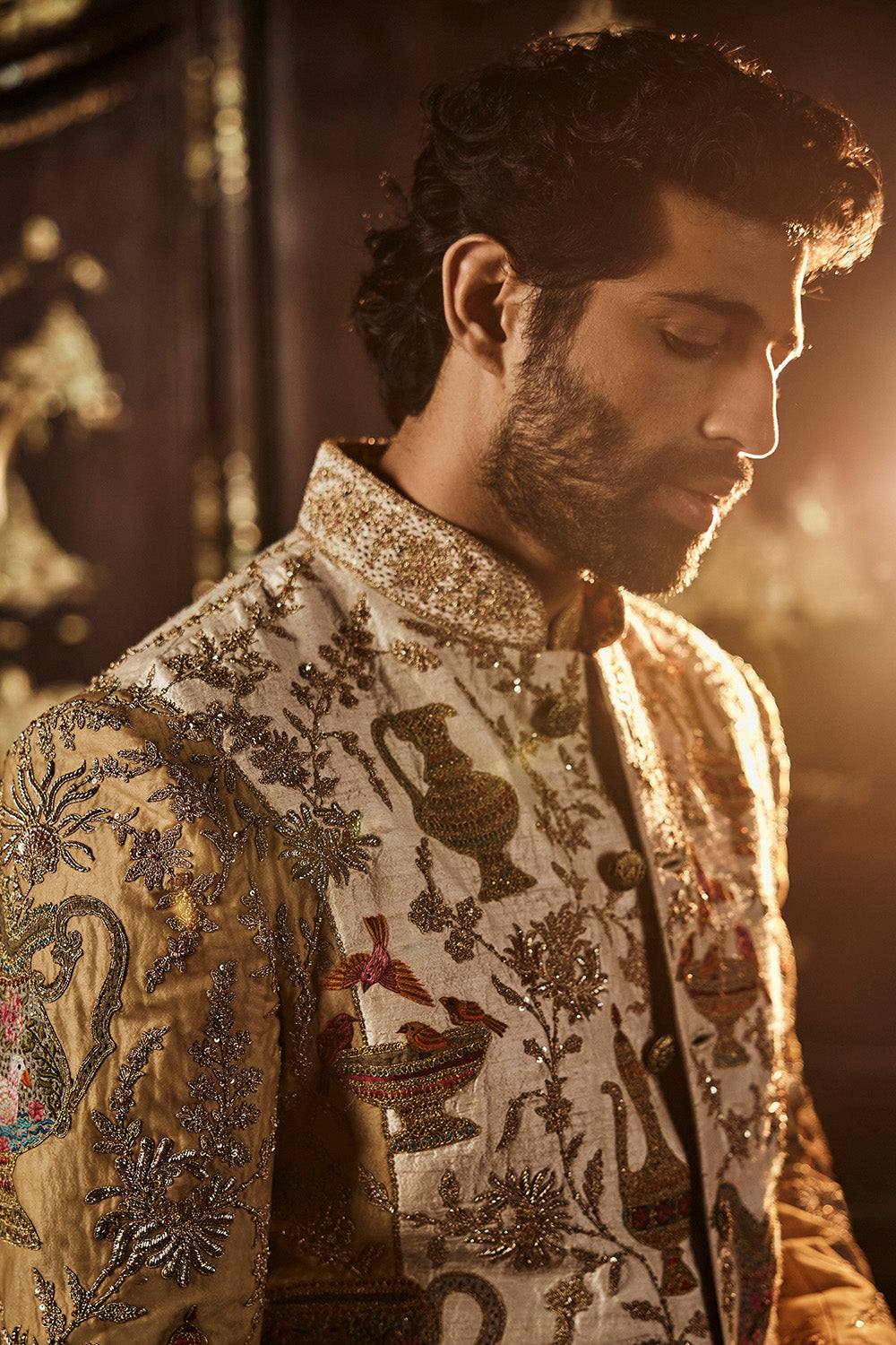 Dual Toned Ivory Gold Sherwani