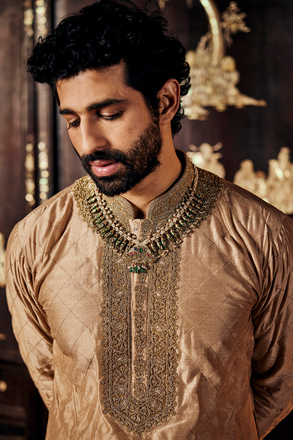 Dual Toned Ivory Gold Sherwani