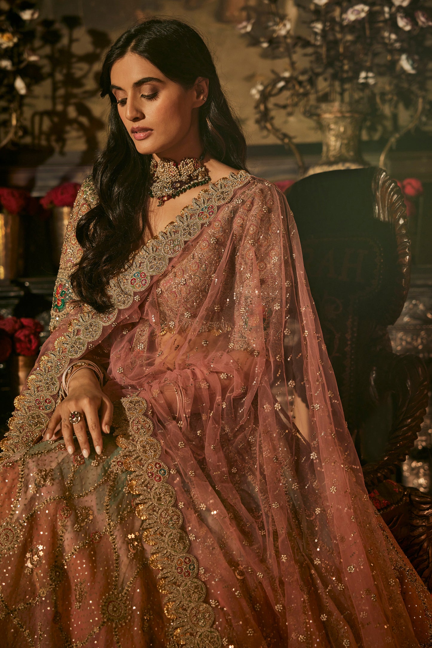 Earthy Pink Mint Lehenga