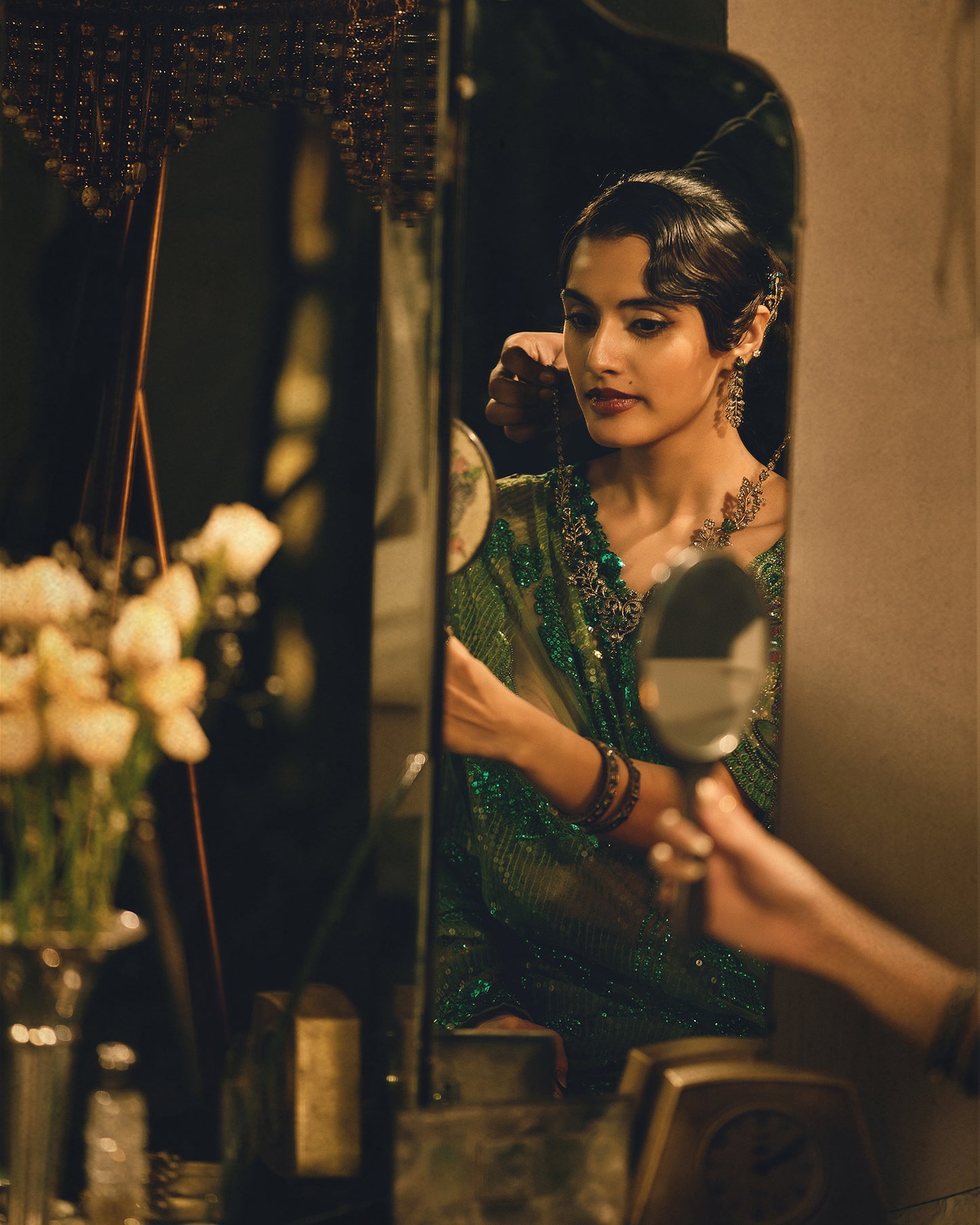 Vivid Emerald Hued Tulle Saree