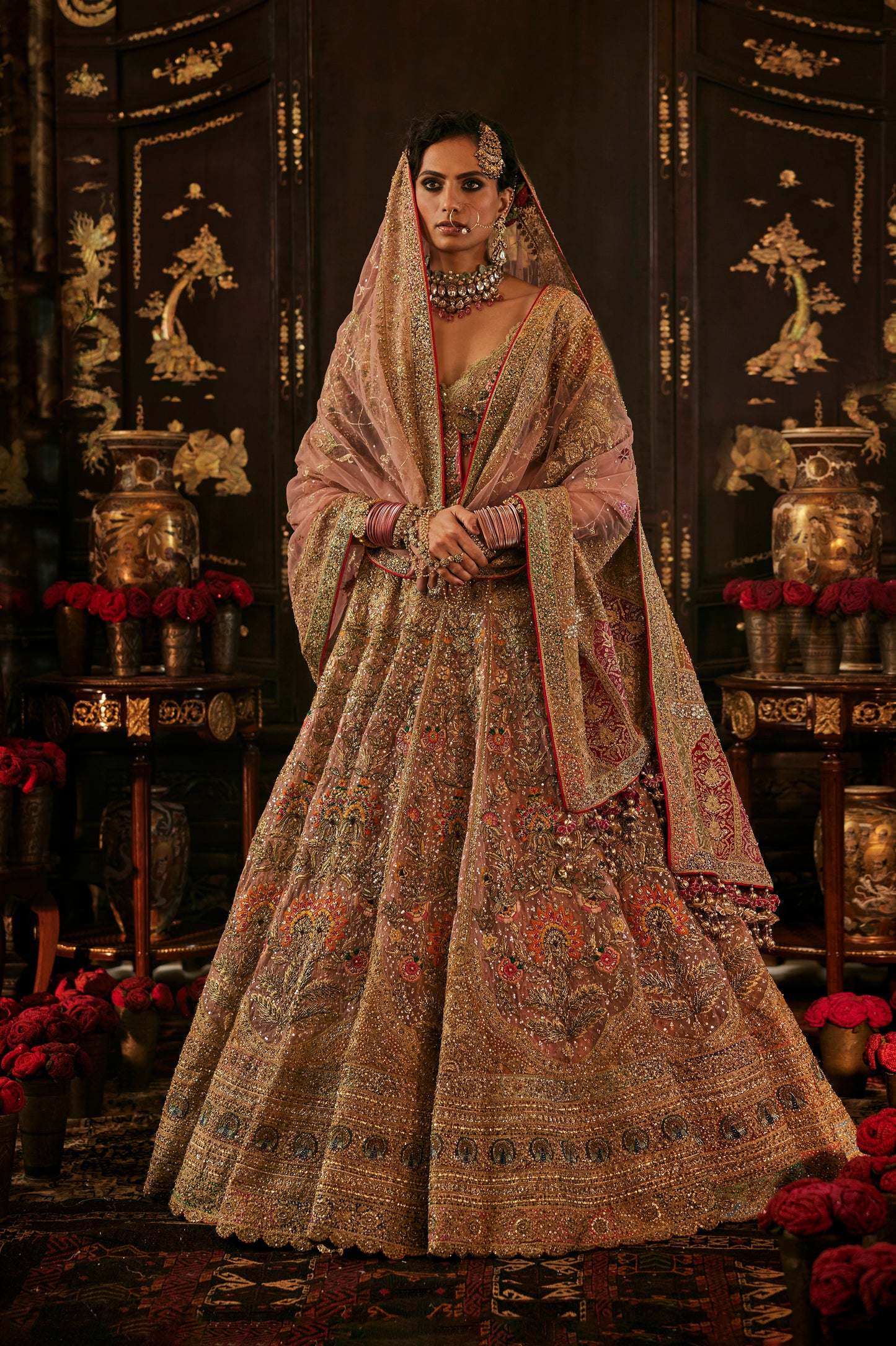 Earthy Pink Tulle Lehenga