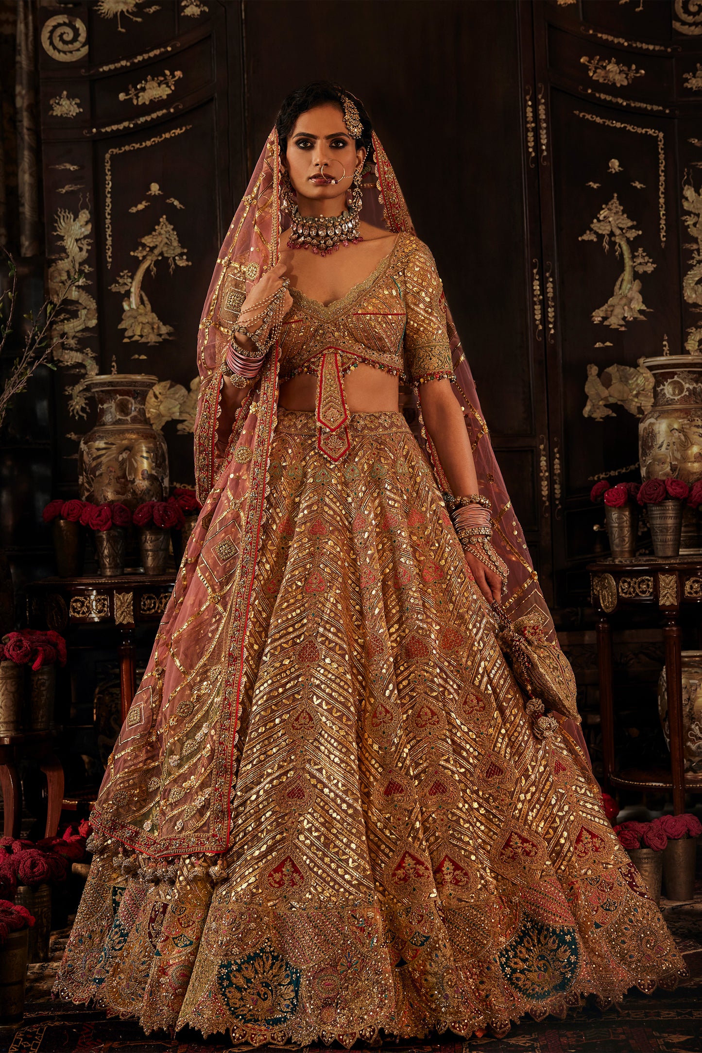 Blush Gold Maharani Lehenga