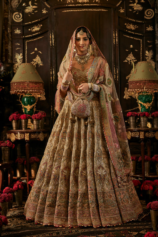 Ivory Gold Prachin-Kari Lehenga