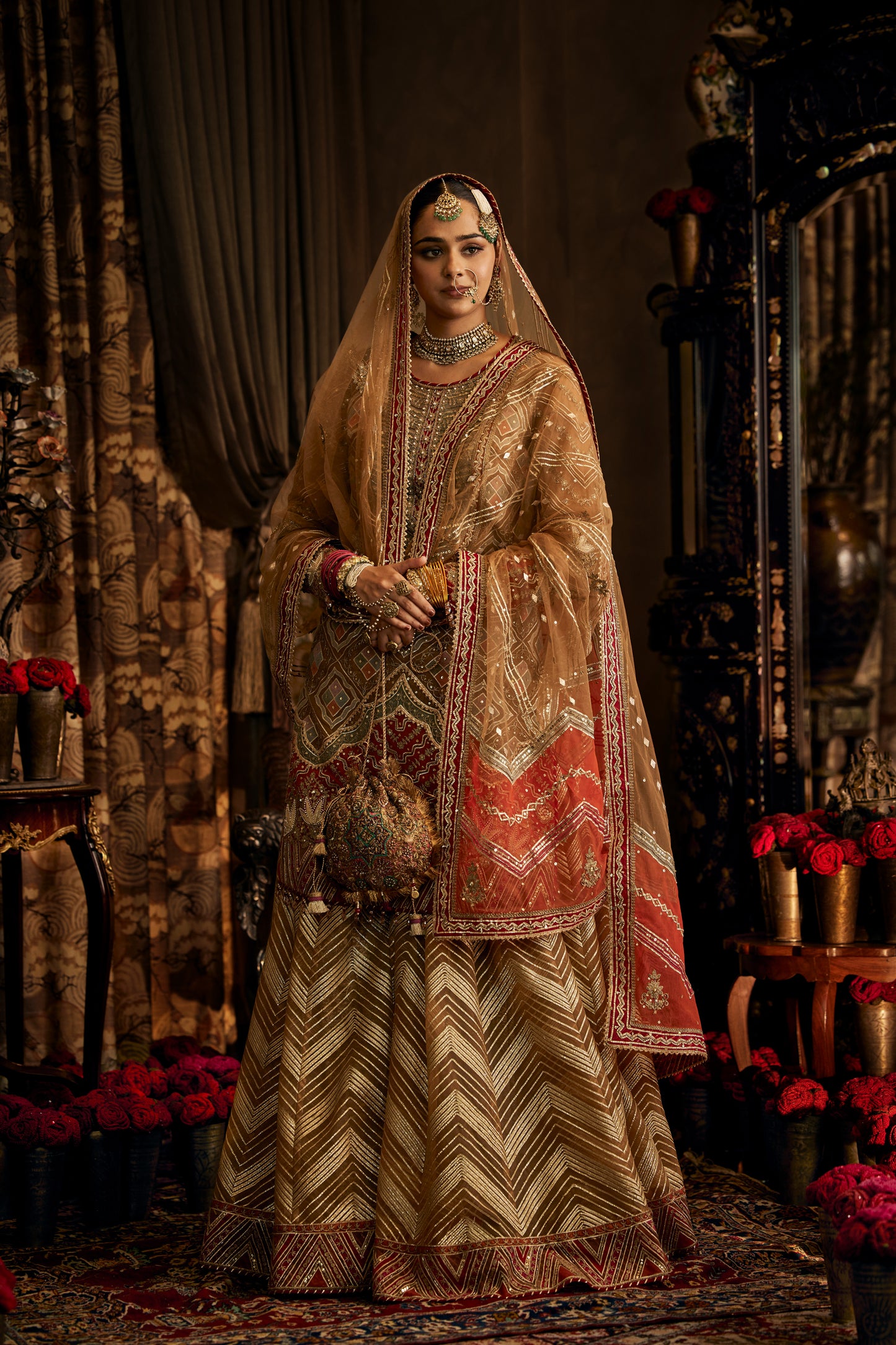 Antique Gold Kurta Sharara