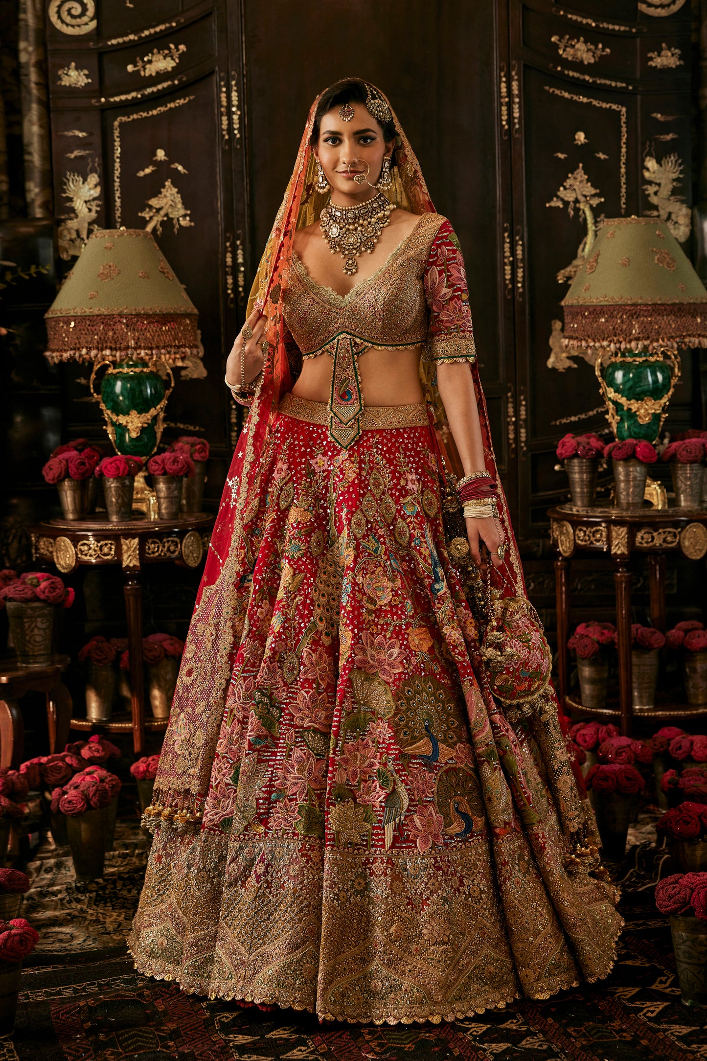 Deep Red Tulle Lehenga