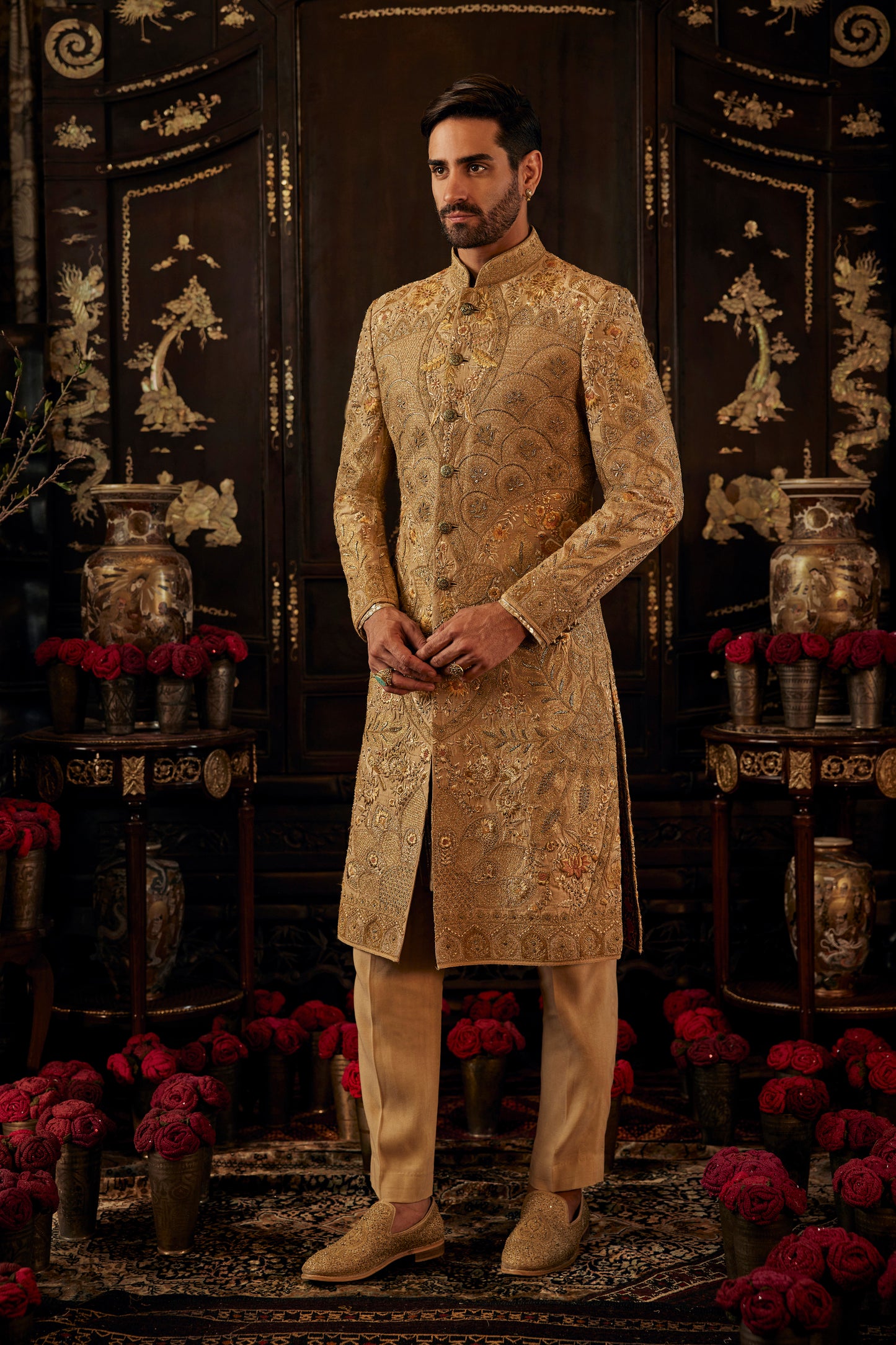 Ivory & Vintage Gold Sherwani