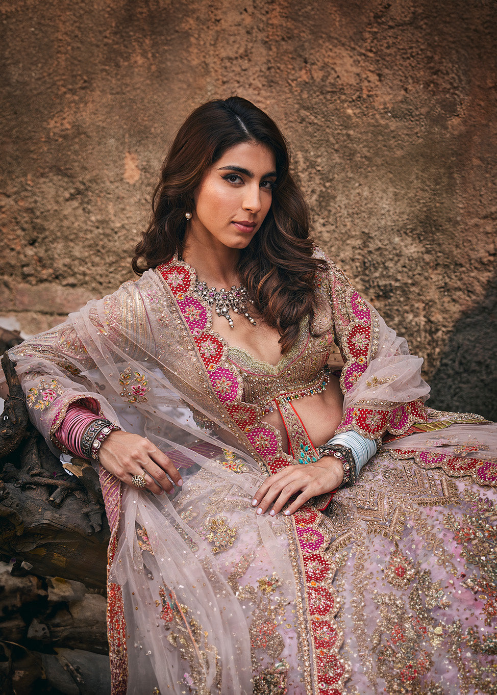 Blush Pink Passerine Lehenga