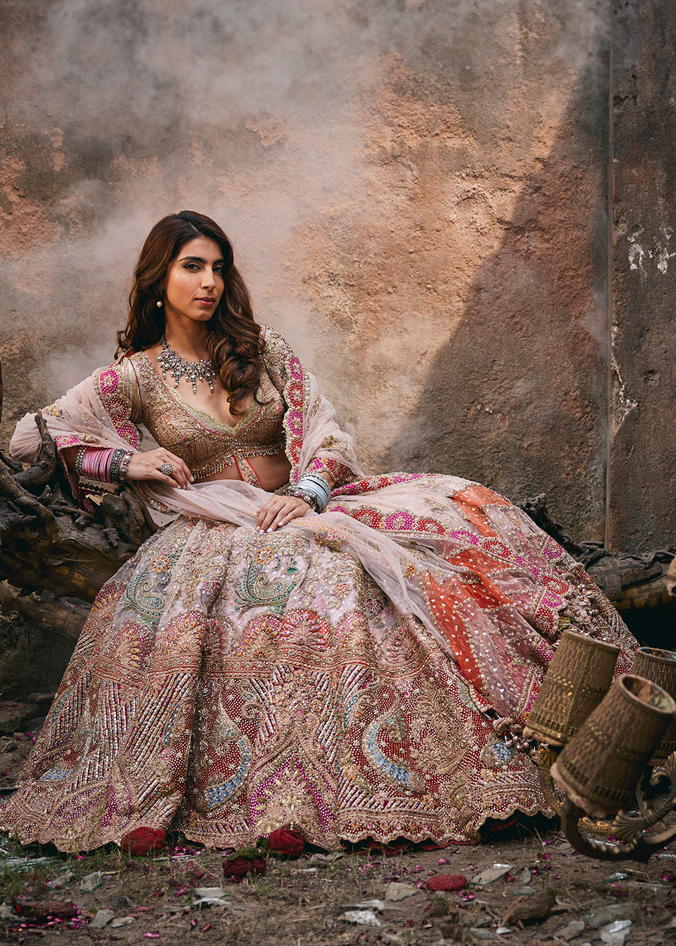 Blush Pink Passerine Lehenga