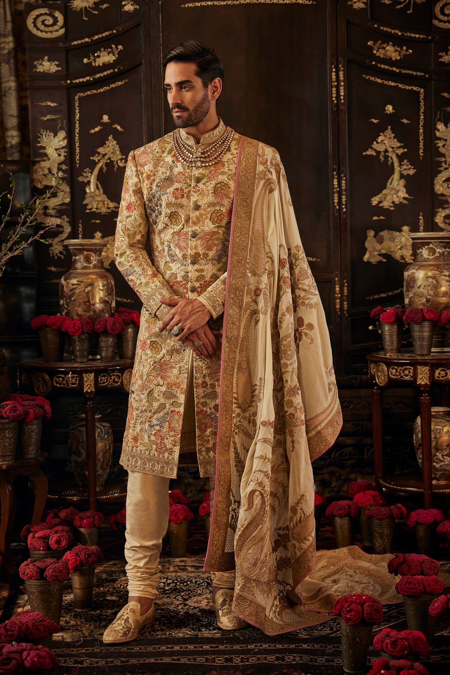 Ivory Archival Chintz Sherwani