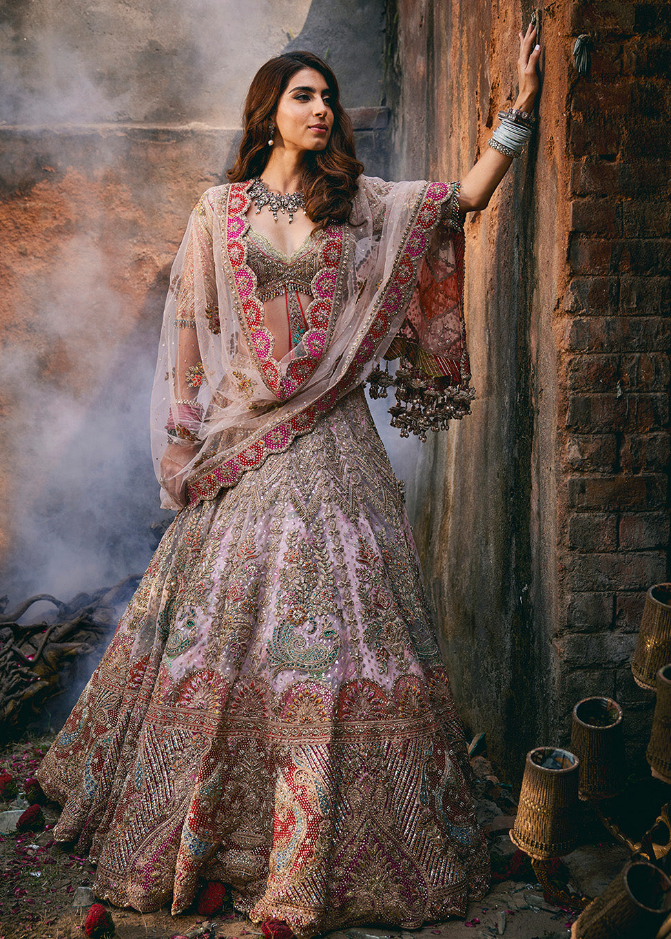 Blush Pink Passerine Lehenga