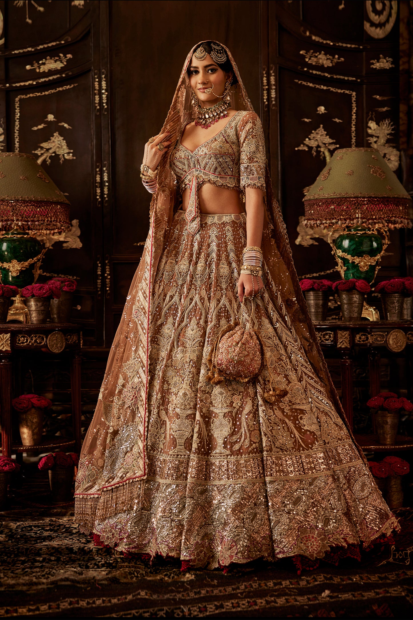 Ivory & Blush Floral Lehenga