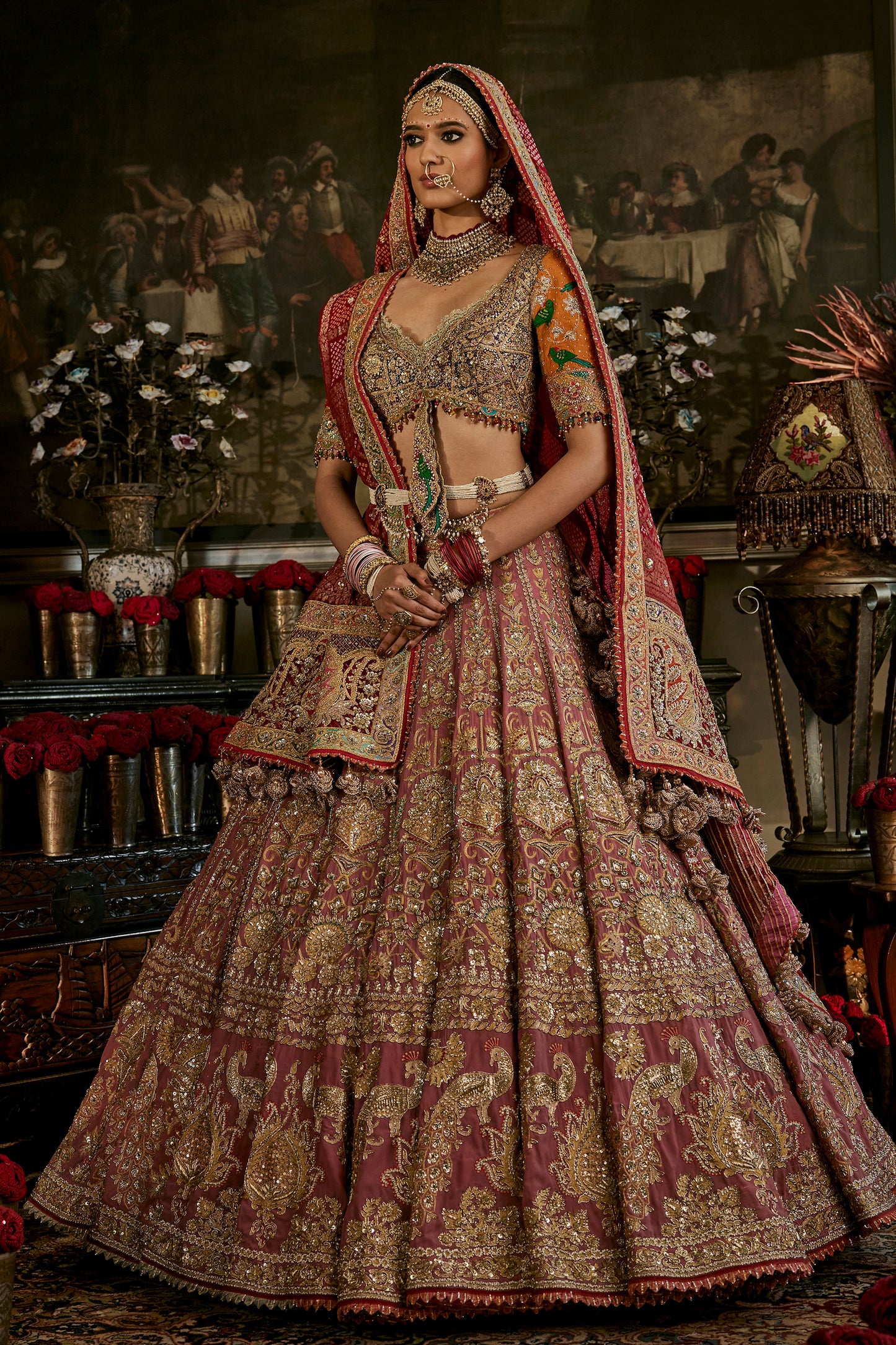 Blush Floral Bouquet Lehenga