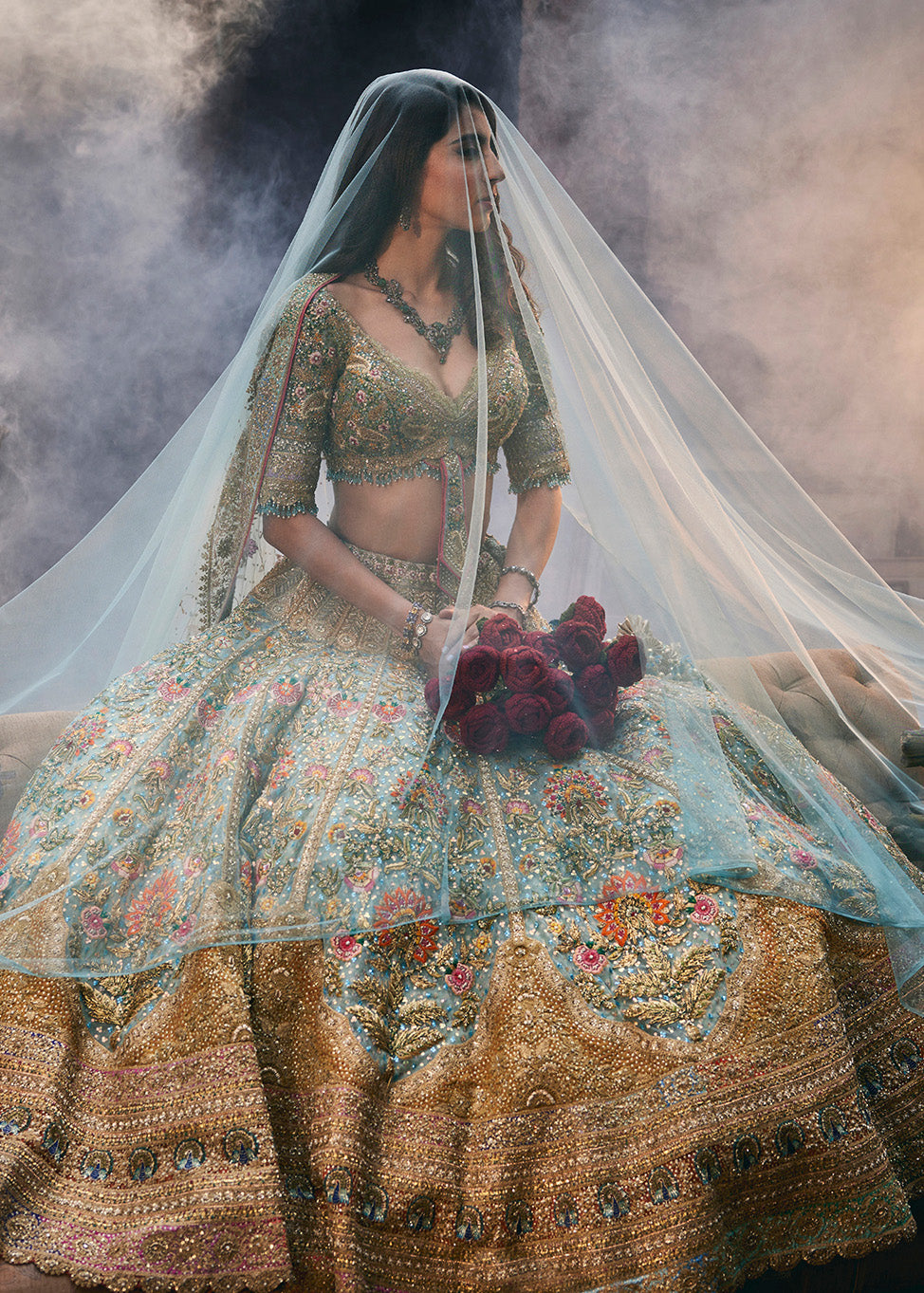 Ice Blue Bouquet Lehenga