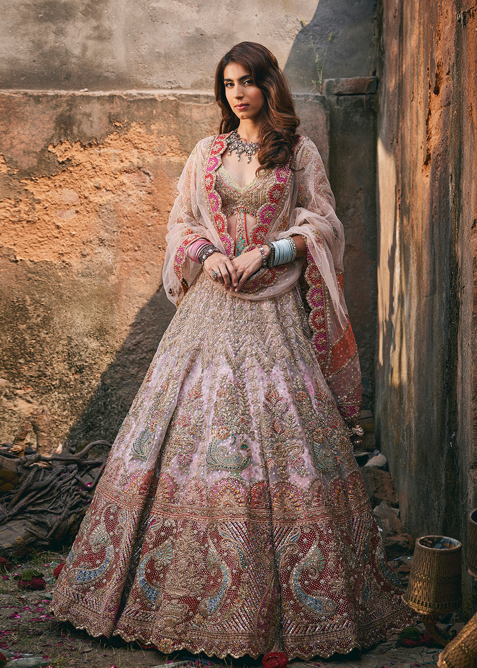 Blush Pink Passerine Lehenga