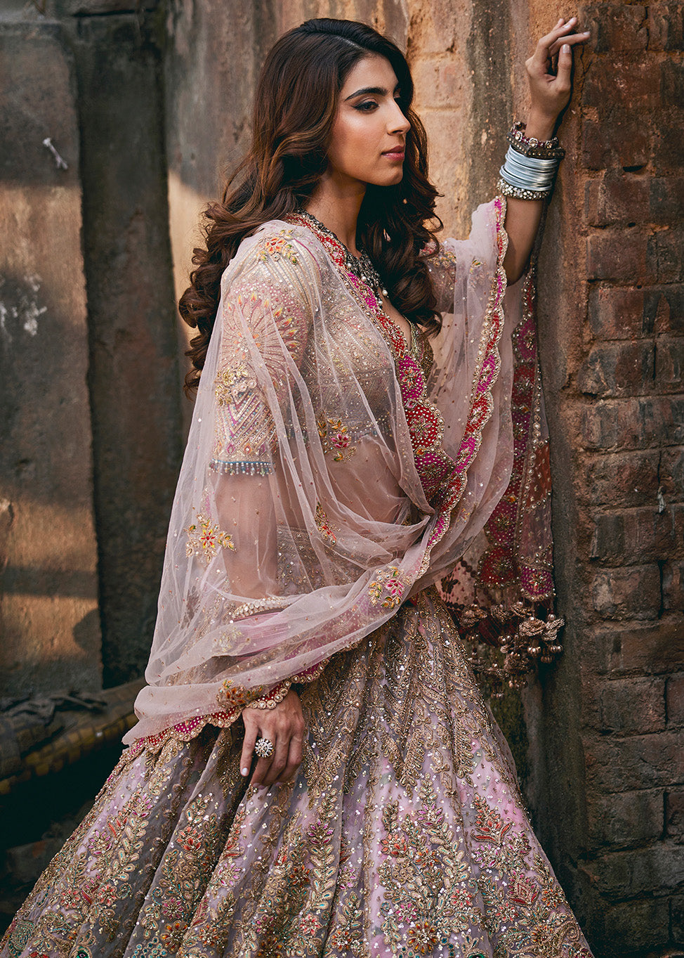 Blush Pink Passerine Lehenga