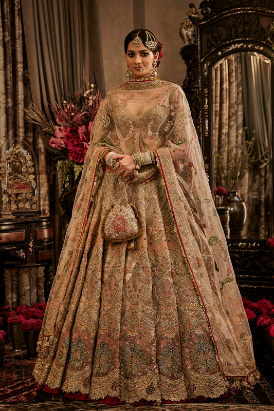 Pale Blush Pink And Ivory Tulle Lehenga