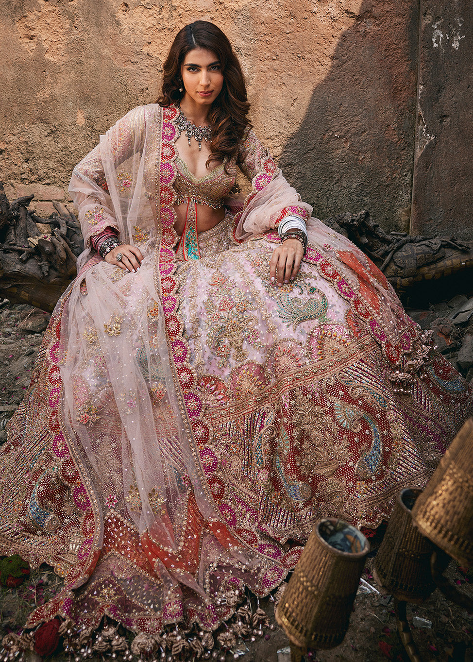 Blush Pink Passerine Lehenga