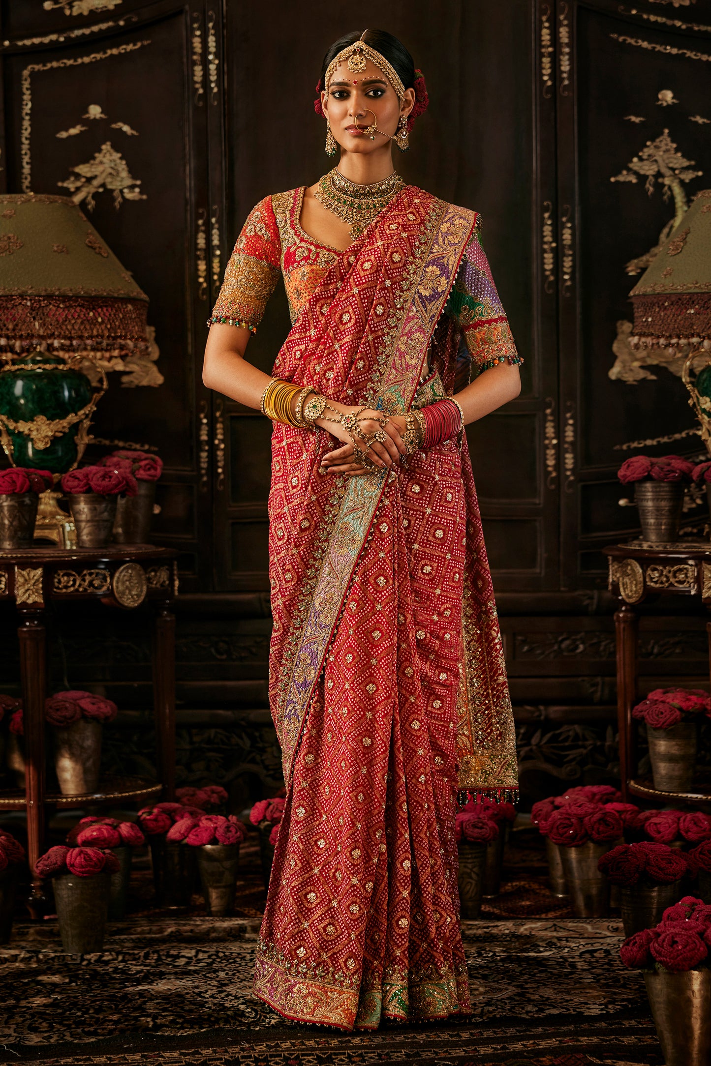 Red Vintage Gharchola Saree