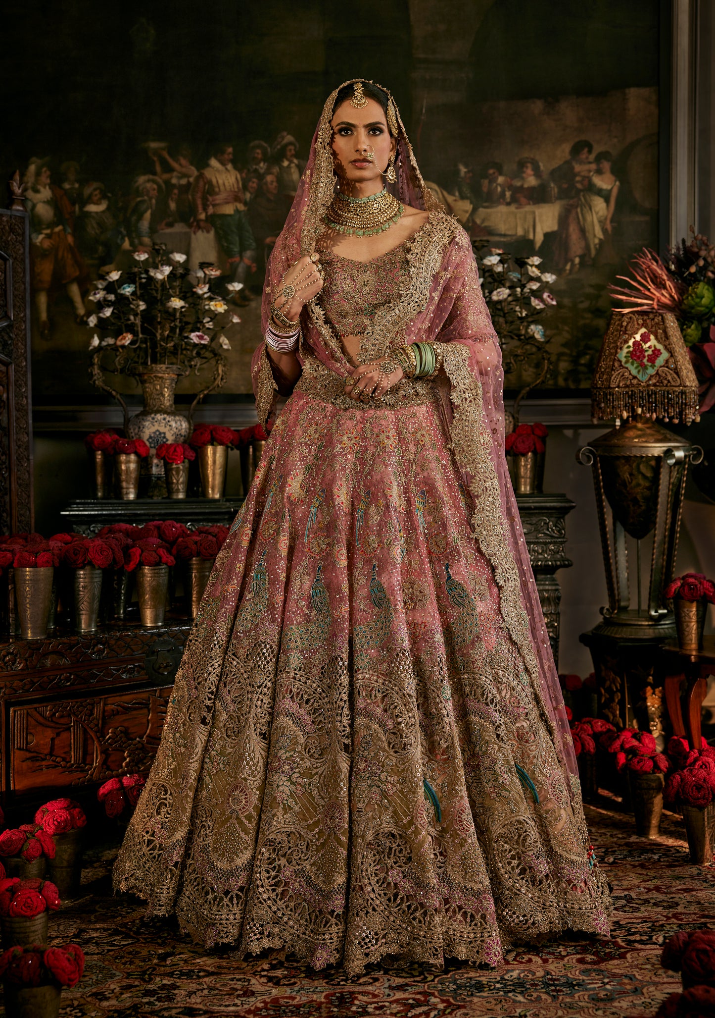 Earthy Pink Tulle Lehenga