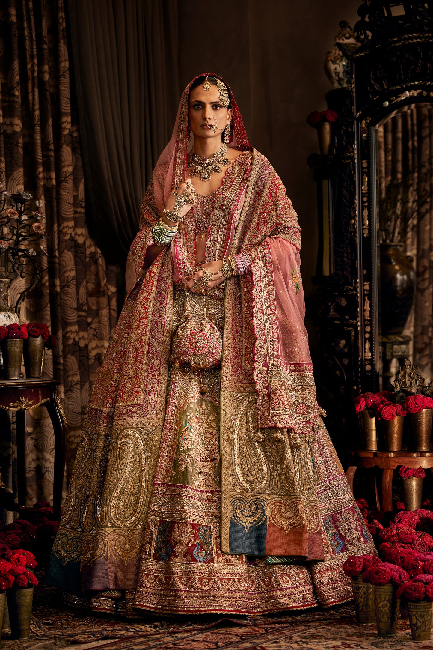 Rouge Pink Tulle Lehenga