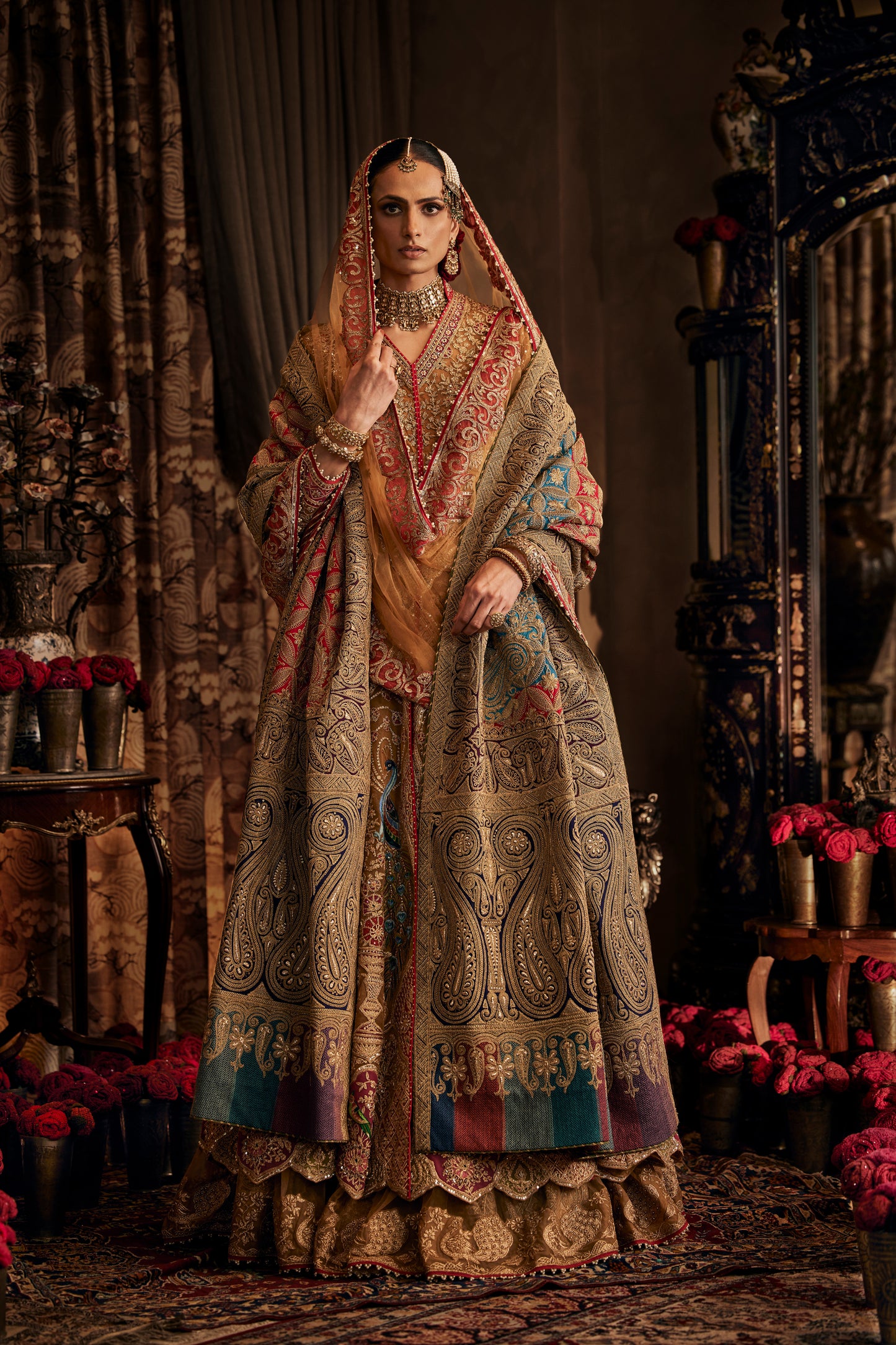 Mustard Gold Kalidar Jacket Lehenga