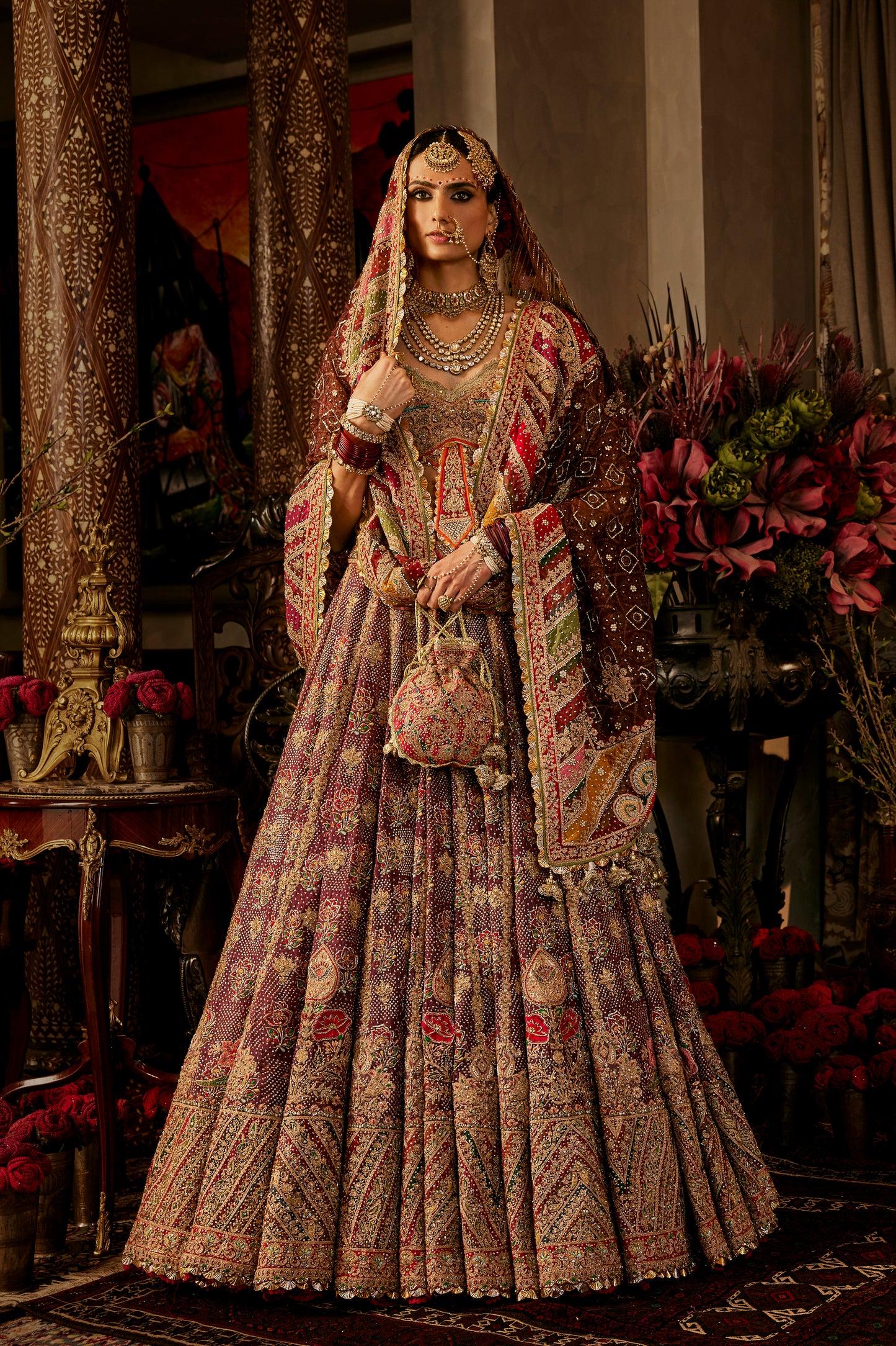 Deep Ruby Rose Lehenga