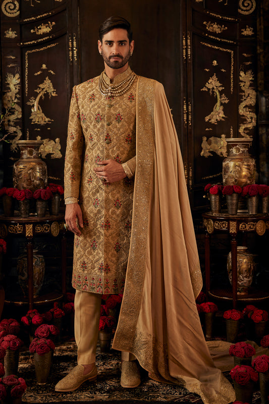 Antique Gold Royal Sherwani