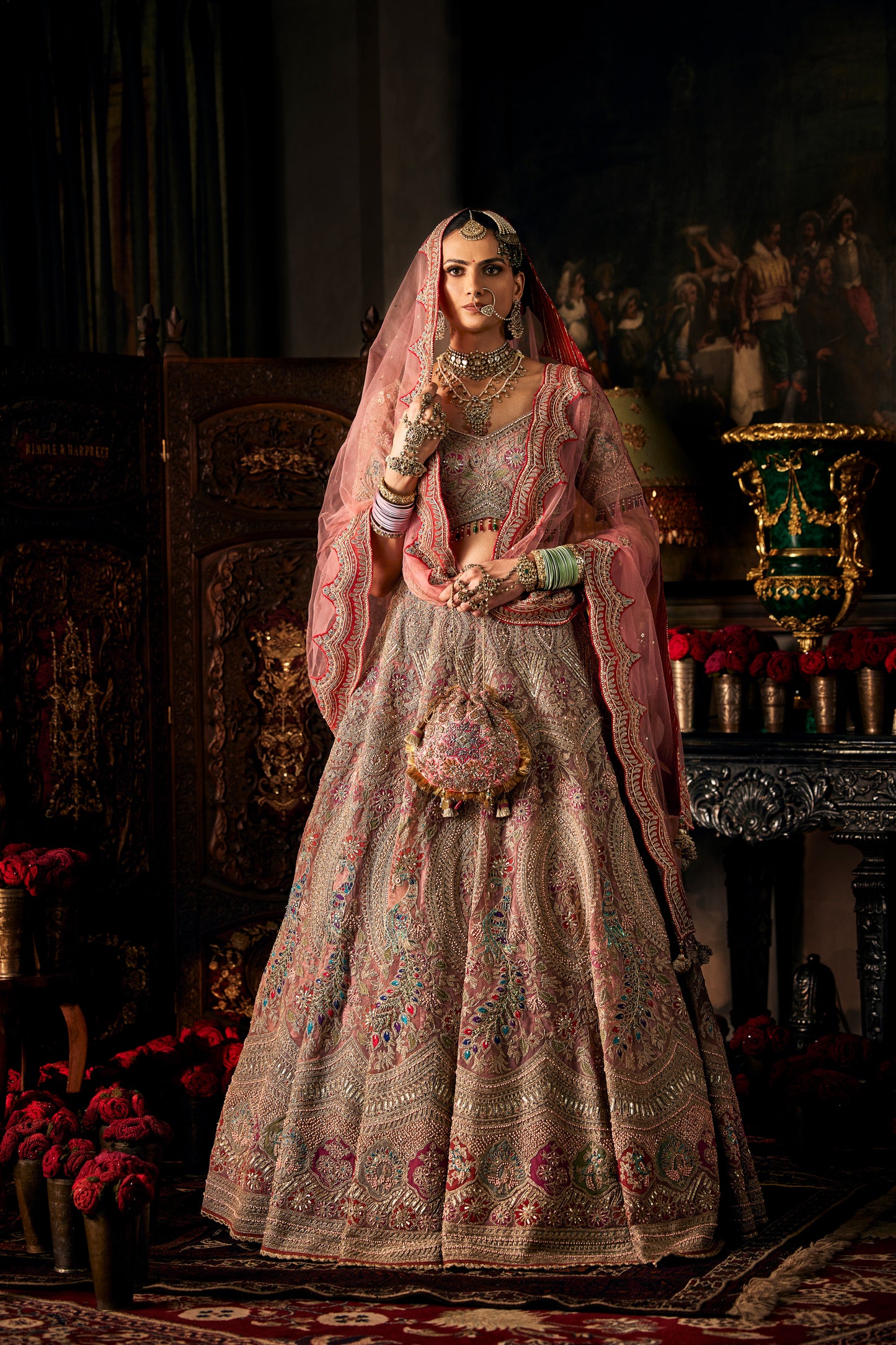 Earthy Pink Tulle Lehenga