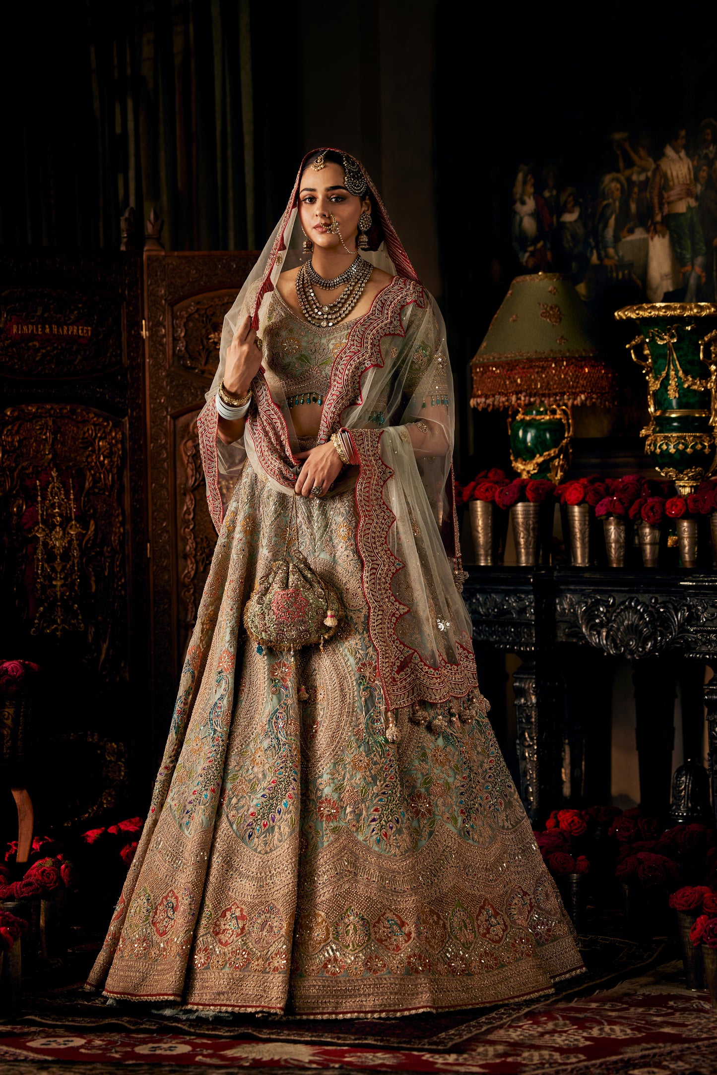 Ice Blue Tulle Lehenga