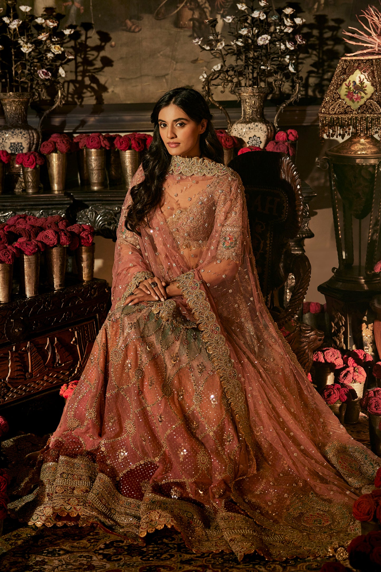 Earthy Pink Mint Lehenga