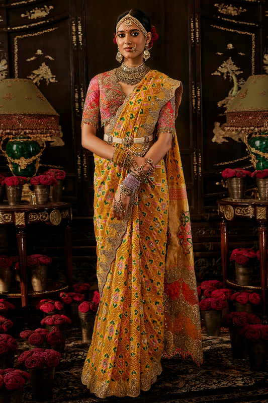 Marigold Gharchola Saree