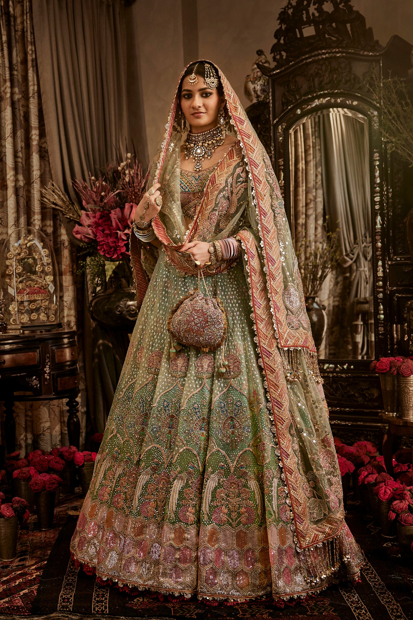 Aqua Green Tulle Lehenga