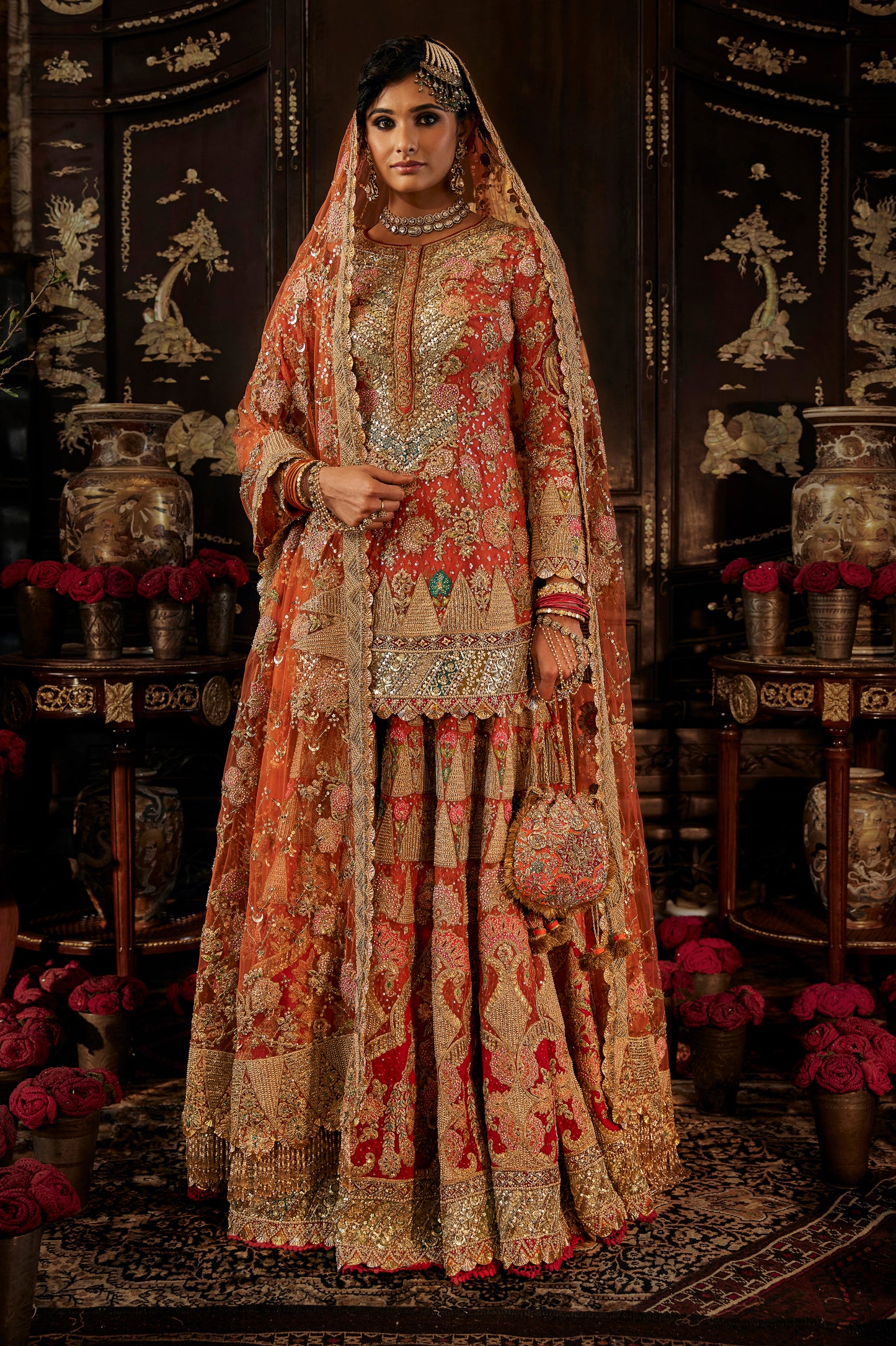 Coral Kurti Sharara