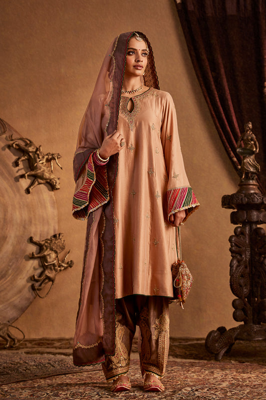 French Beige Kurta Set