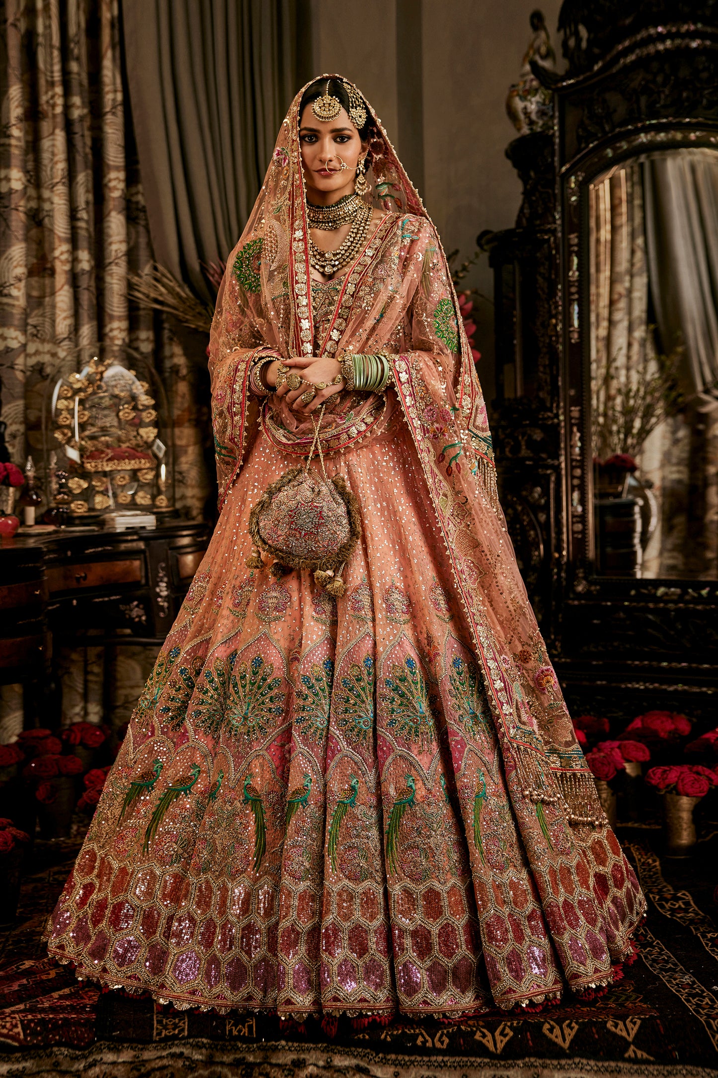 Peach Songbird Lehenga