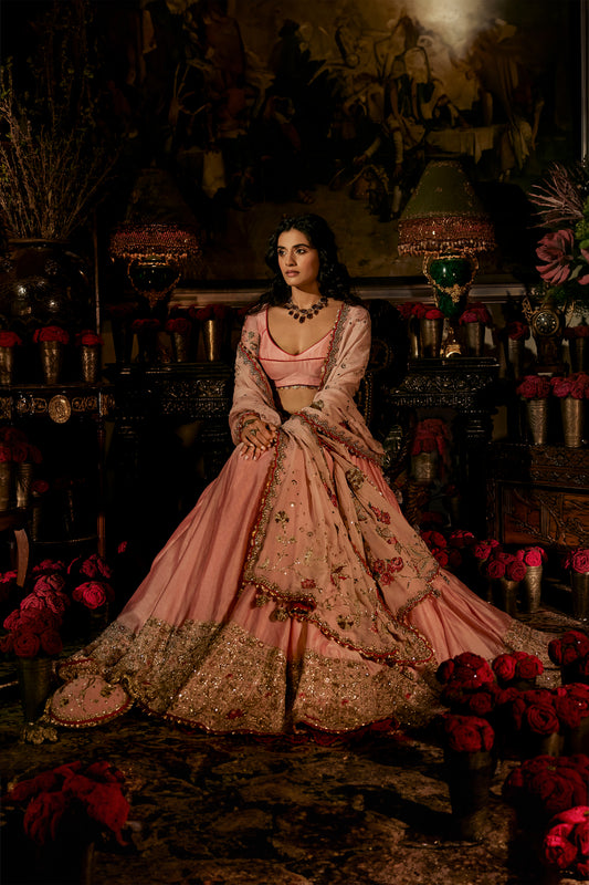 Soft Pink Silk Lehenga