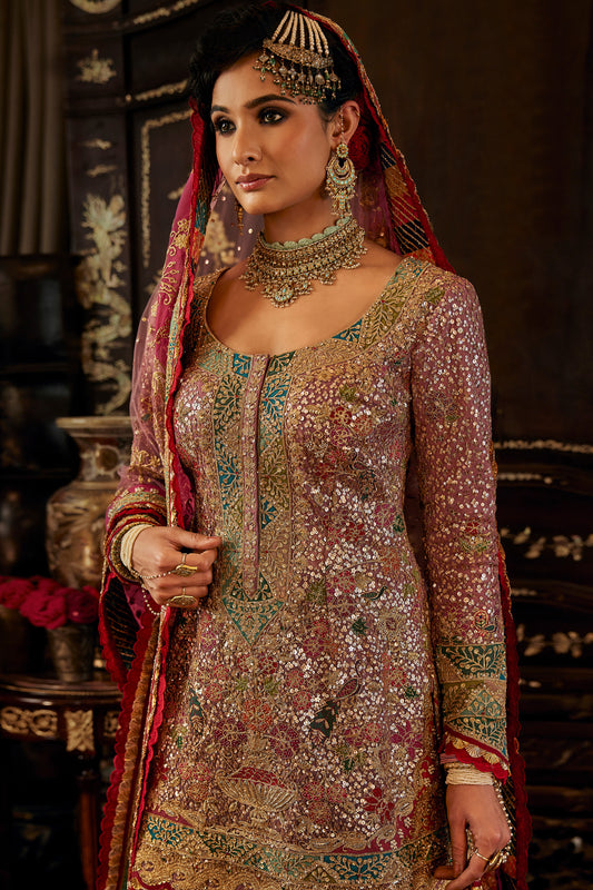 Lilac-Mauve Bejeweled Sharara