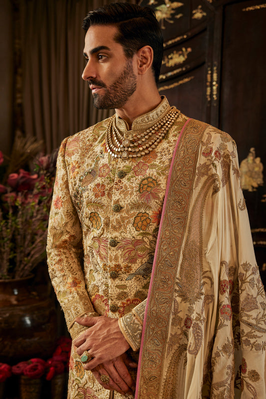 Ivory Archival Chintz Sherwani