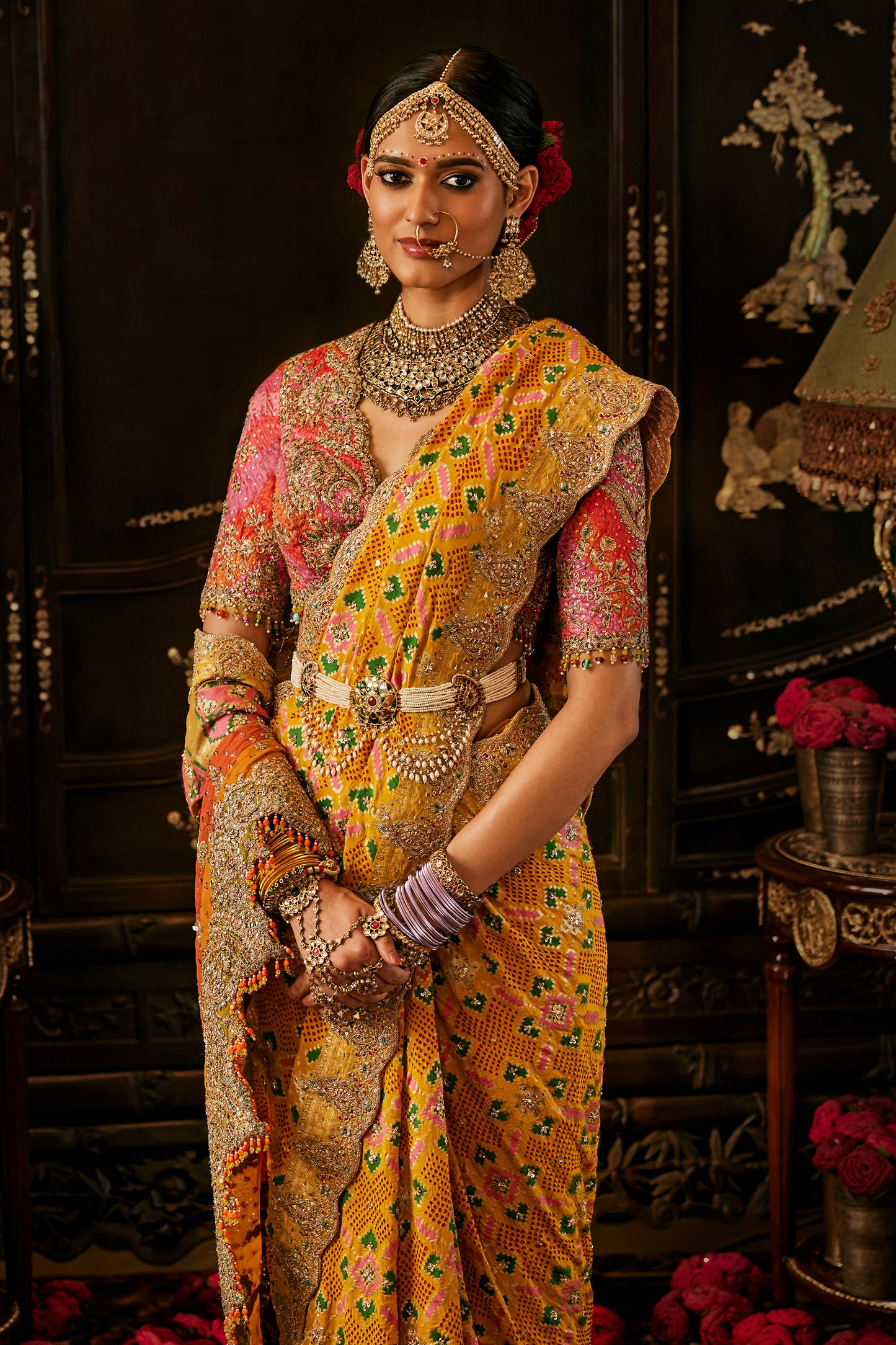 Marigold Gharchola Saree