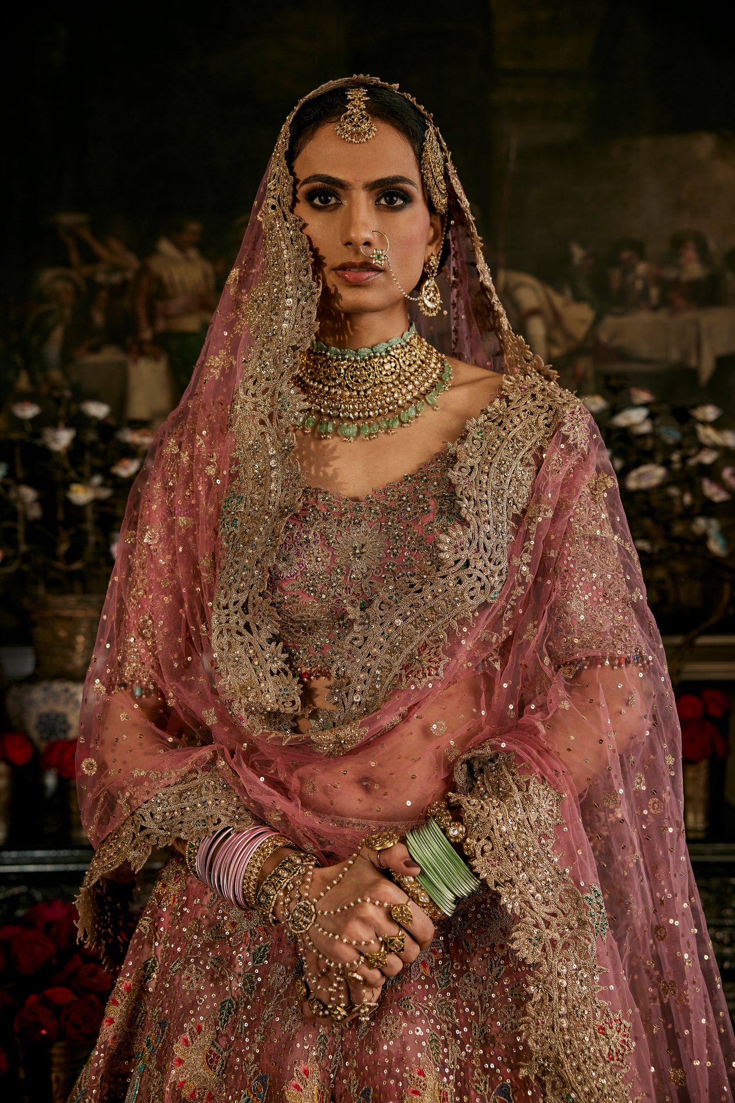 Earthy Pink Tulle Lehenga