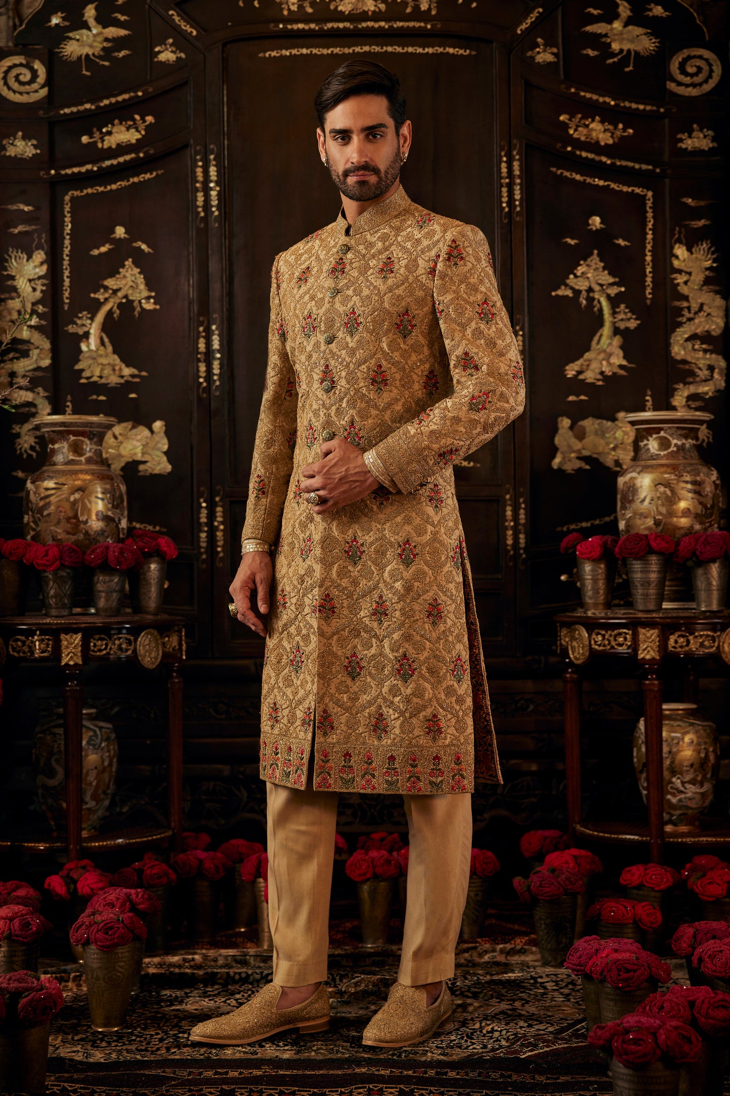 Antique Gold Royal Sherwani