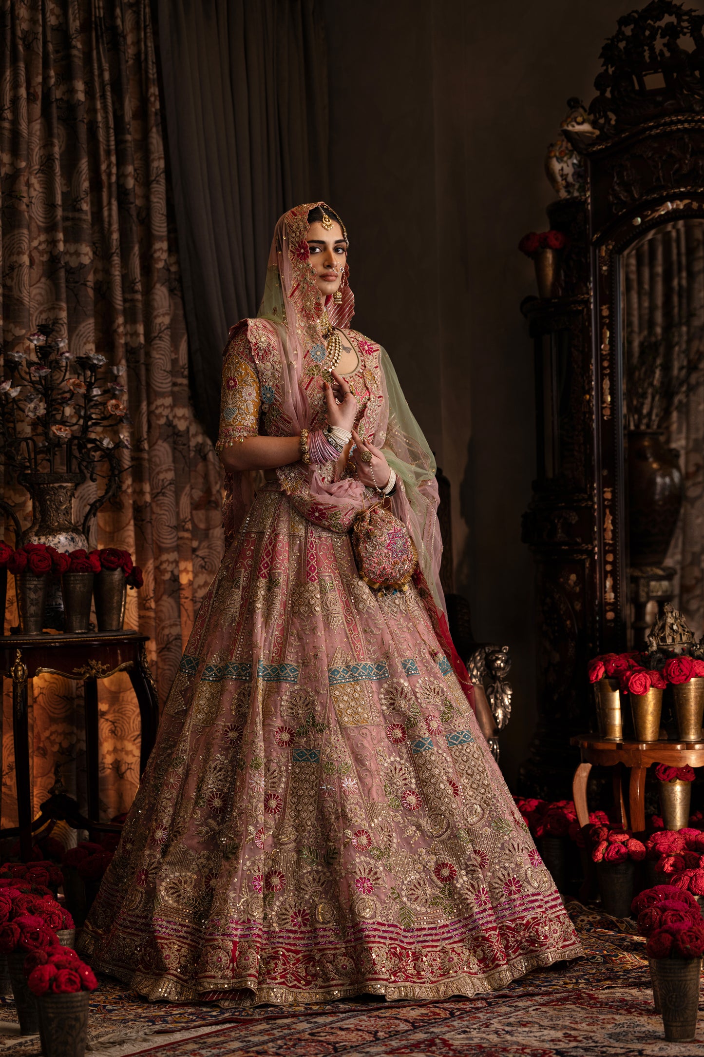 Rose Pink Tulle Lehenga