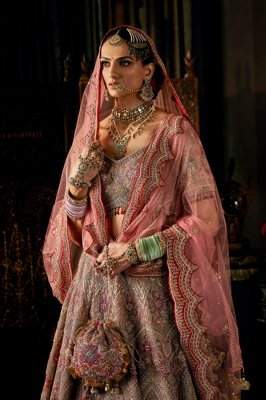 Earthy Pink Tulle Lehenga