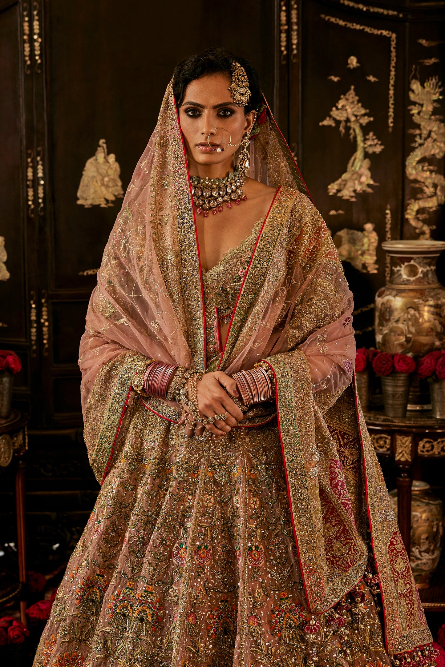 Earthy Pink Tulle Lehenga